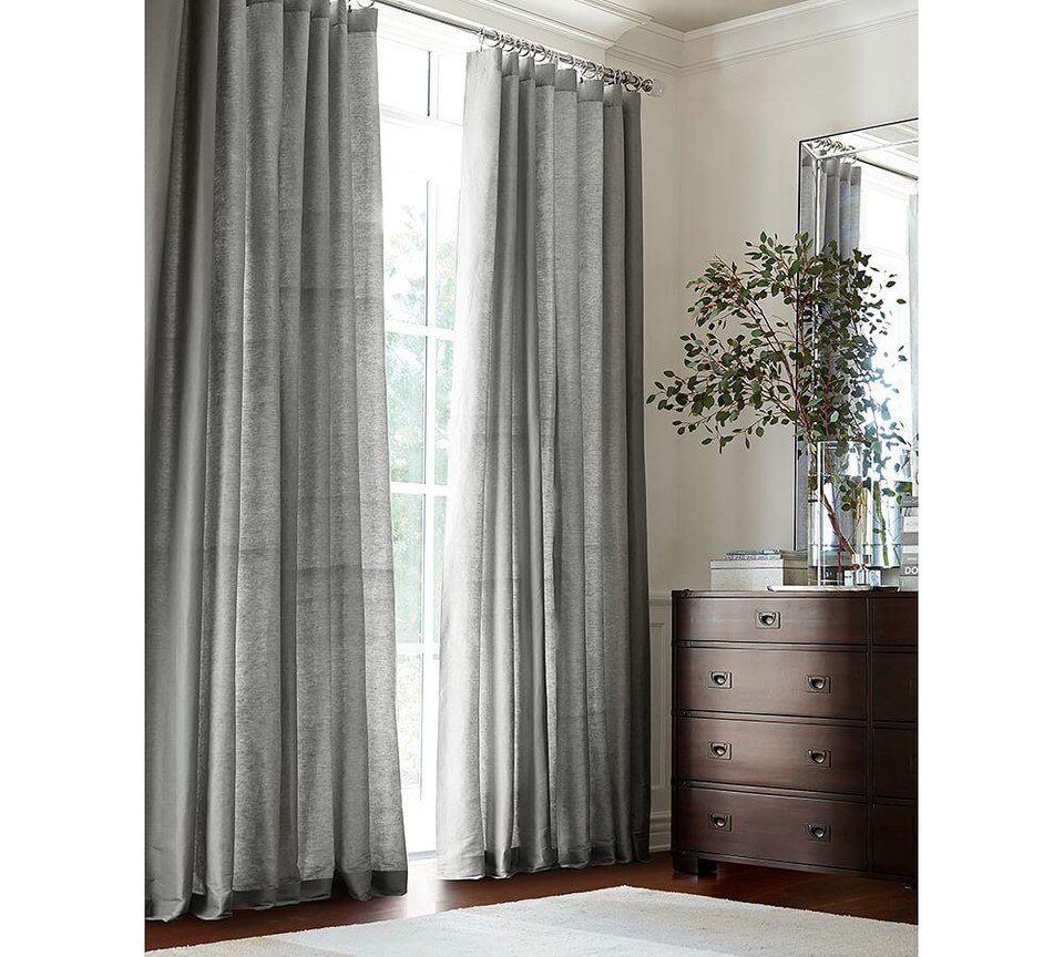 Dupioni Silk Curtain Platinum Grey Pottery Barn Australia